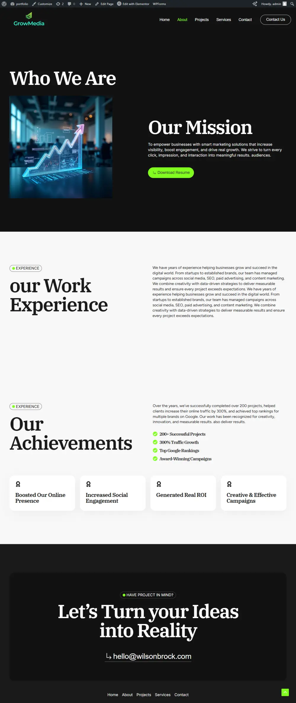 سأقوم بإنشاء بورتفوليو احترافي متكامل على ووردبريس يعرض أعمالك بأسلوب جذاب، منظم، ومتوافق مع هوية علامتك. البورتفوليو سيكون سهل التعديل والتطوير، ويظهر خبراتك، المشاريع التي أنجزتها، والخدمات التي تقدميها بشكل واضح واحترافي.