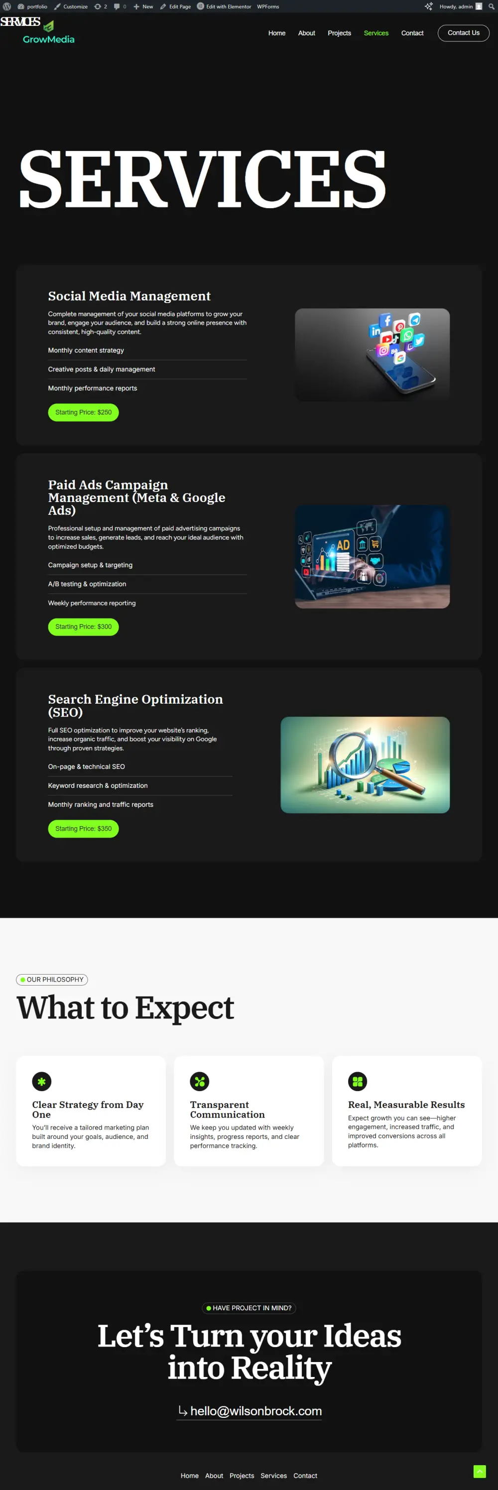 سأقوم بإنشاء بورتفوليو احترافي متكامل على ووردبريس يعرض أعمالك بأسلوب جذاب، منظم، ومتوافق مع هوية علامتك. البورتفوليو سيكون سهل التعديل والتطوير، ويظهر خبراتك، المشاريع التي أنجزتها، والخدمات التي تقدميها بشكل واضح واحترافي.