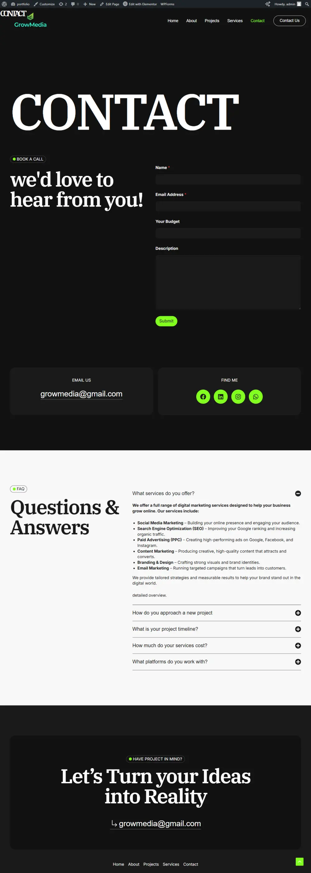 سأقوم بإنشاء بورتفوليو احترافي متكامل على ووردبريس يعرض أعمالك بأسلوب جذاب، منظم، ومتوافق مع هوية علامتك. البورتفوليو سيكون سهل التعديل والتطوير، ويظهر خبراتك، المشاريع التي أنجزتها، والخدمات التي تقدميها بشكل واضح واحترافي.