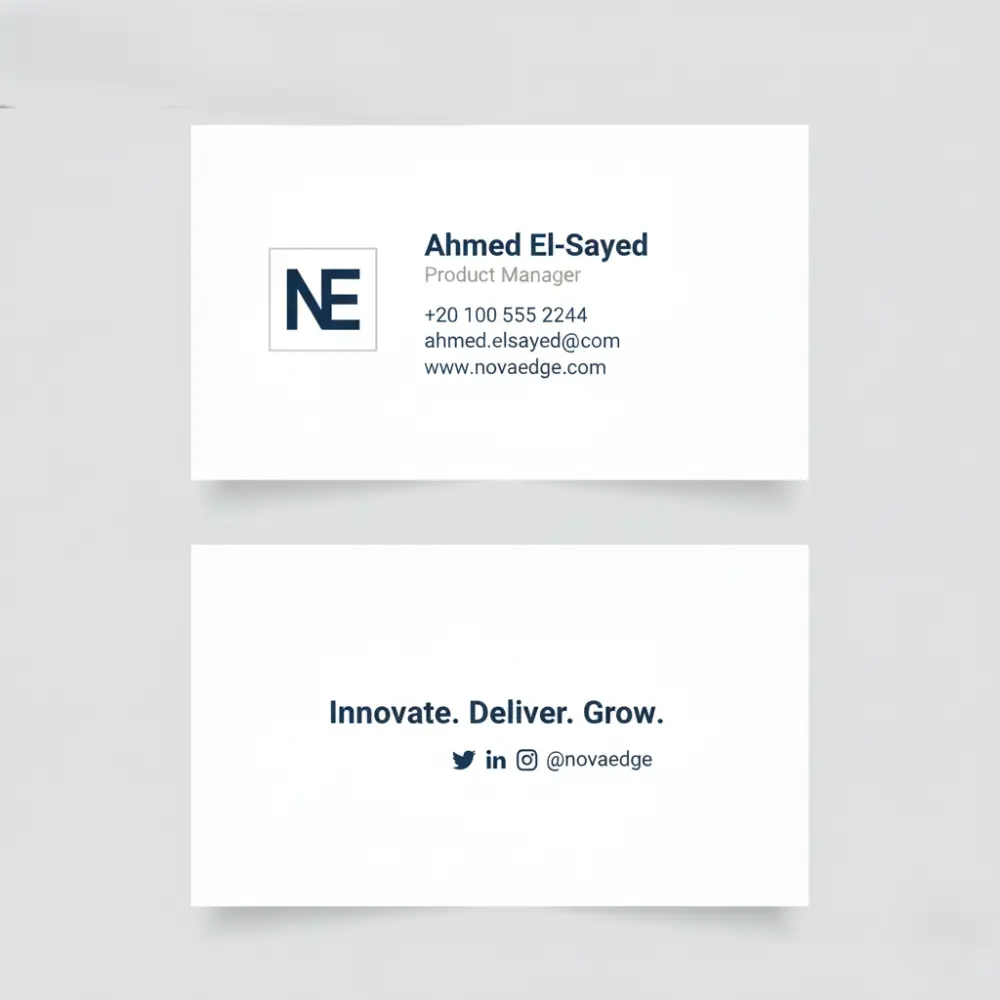 تصميم بطاقة عمل (بزنس كارد) احترافية تعكس هوية مشروعك أو شركتك بشكل مميز وجذاب.