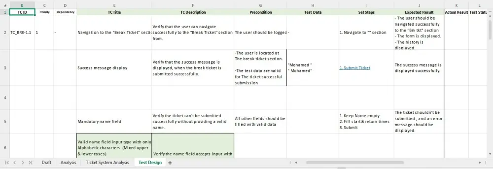 إنشاء أو مراجعة سيناريوهات الاختبار Test Cases
