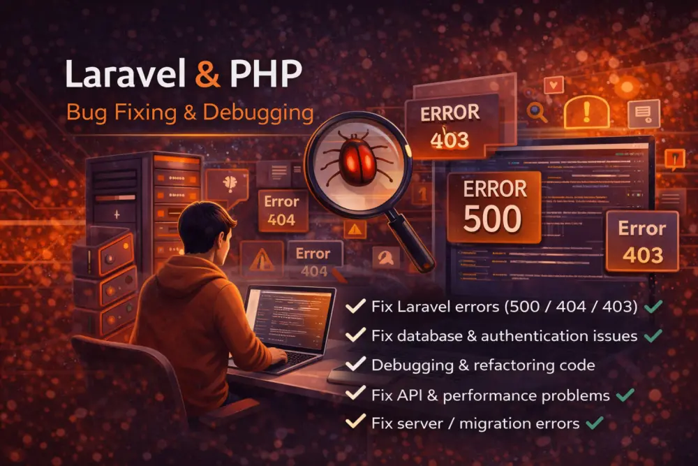 إصلاح مشاكل Laravel و PHP