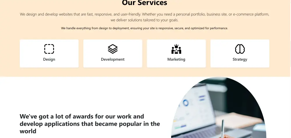 واجهة صفحة ويب