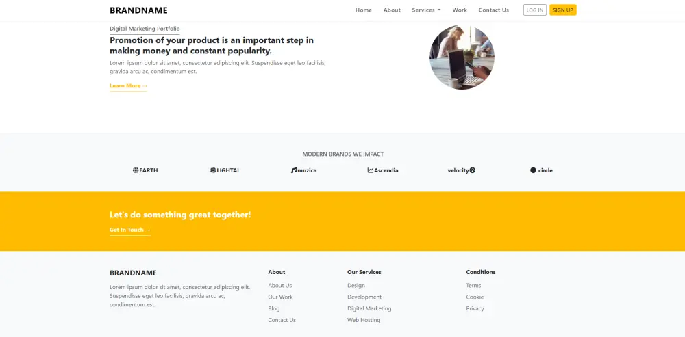 تصميم صفحة هبوط عصرية متجاوبة Landing page
