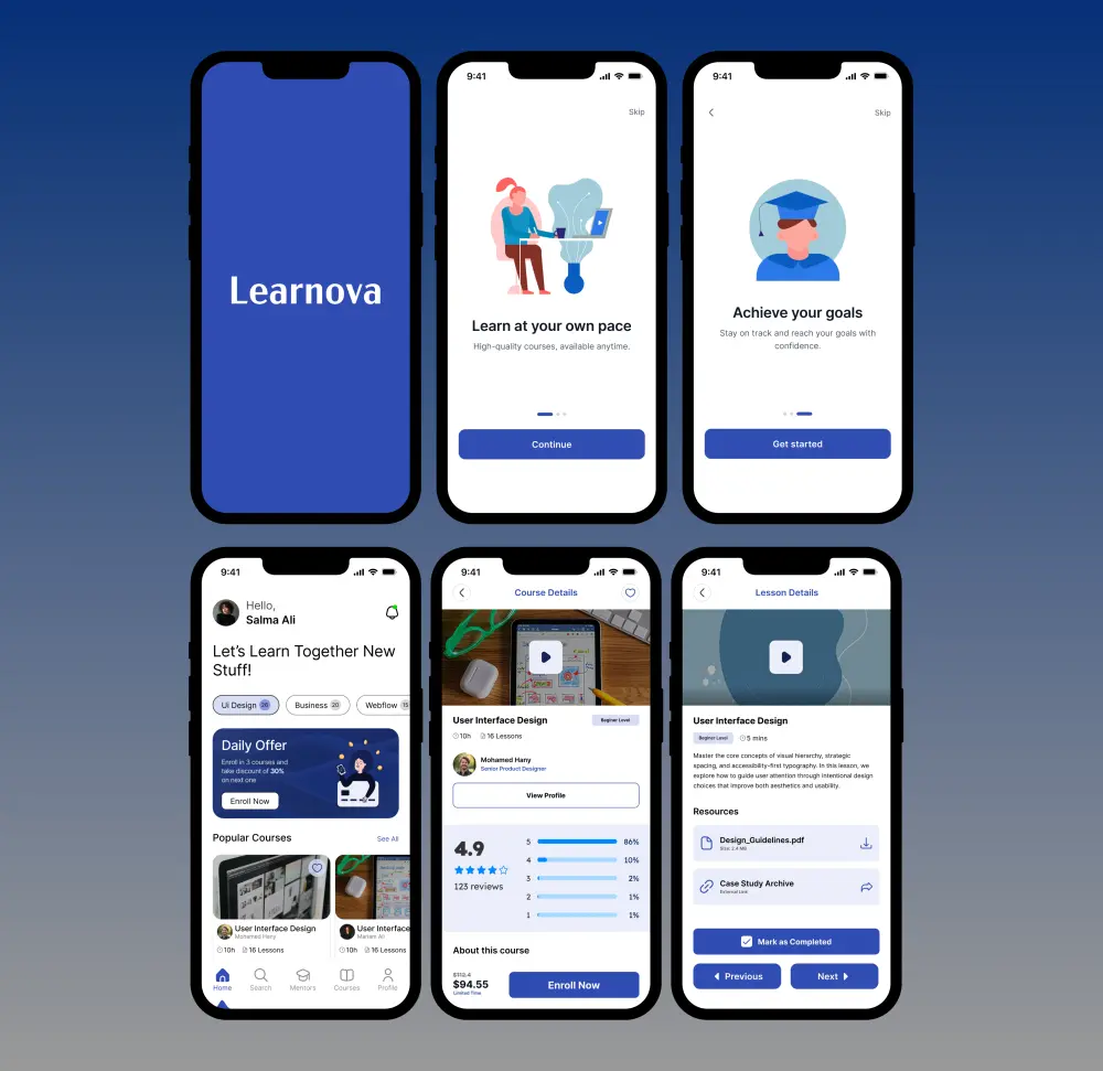 تصميم واجهات تطبيقات موبايل احترافية UI/UX بشكل عصري وجذاب
