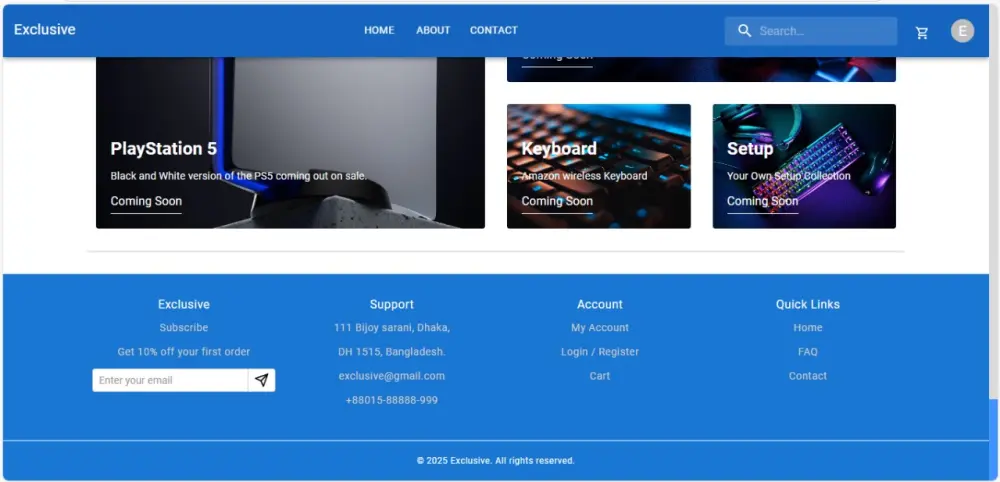 تصميم وتنفيذ موقع E-Commerce احترافي مع نظام تسجيل دخول وتسجيل جديد (Login & SignUp) باستخدام React و javaScript