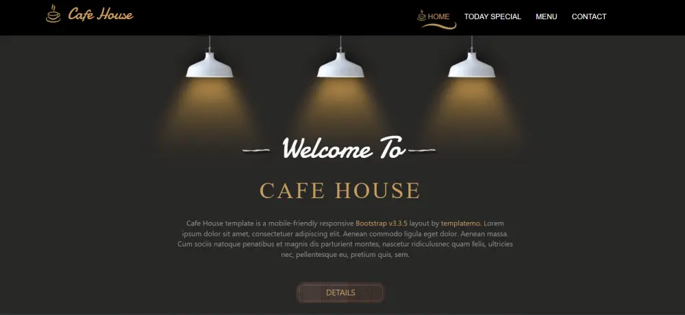 تصميم موقع كوفي شوب احترافي متجاوب باستخدام HTML وBootstrap