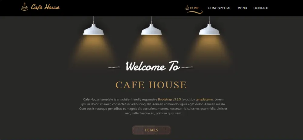 تصميم موقع كوفي شوب احترافي متجاوب باستخدام HTML وBootstrap