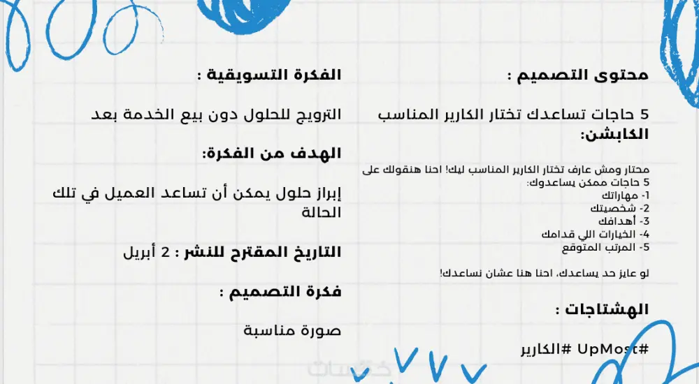 انشاء خطة محتوي اسبوعية/شهرية - Weekly/monthly content calendar