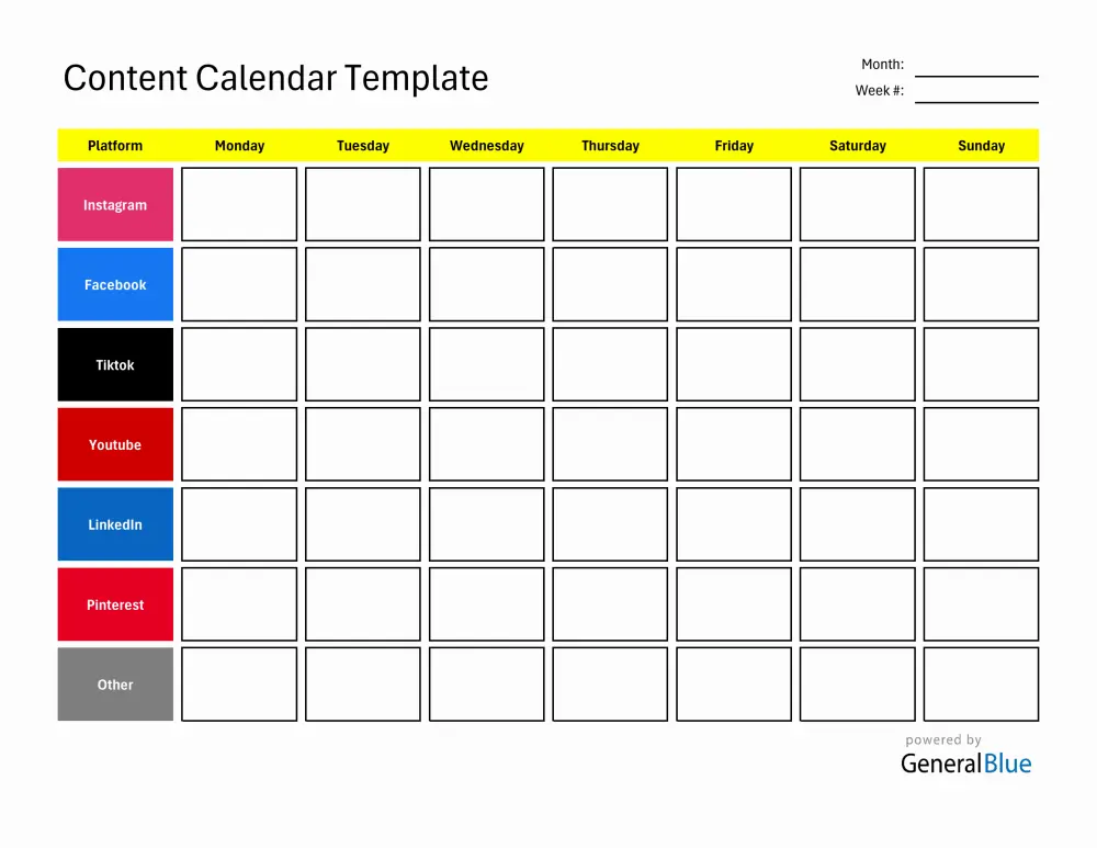 انشاء خطة محتوي اسبوعية/شهرية - Weekly/monthly content calendar