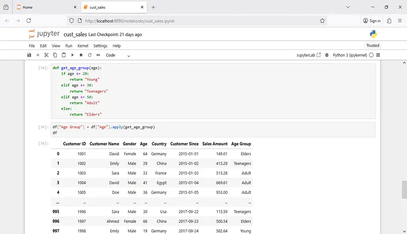 تحليل بيانات العملاء والمبيعات باستخدام Python و Jupyter Notbook