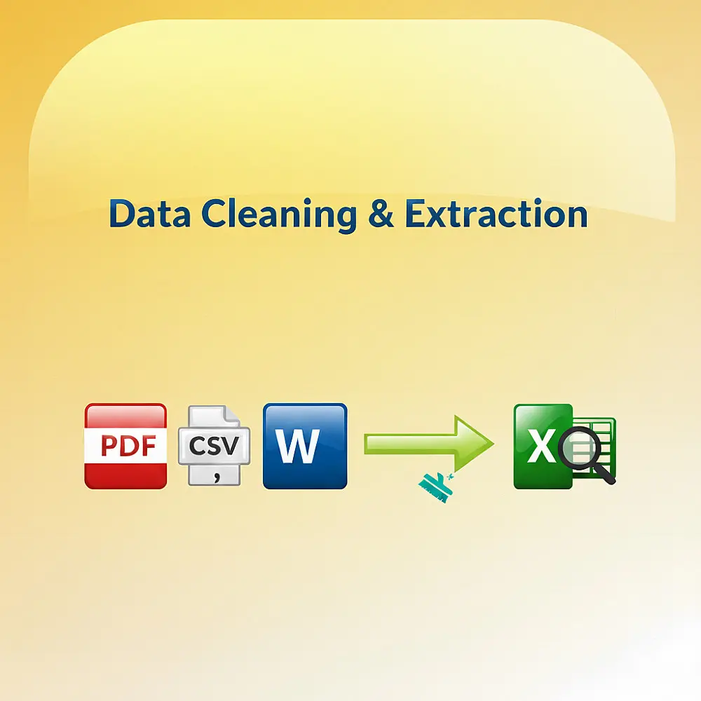 تفريغ وتنظيف بياناتك من ملفات PDF أو CSV أو Word إلى Excel باحترافية ودقة عالية