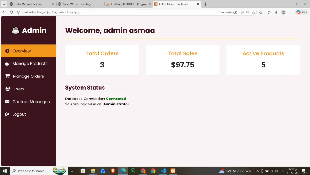 Dashboard + Backend (PHP + MySQL)