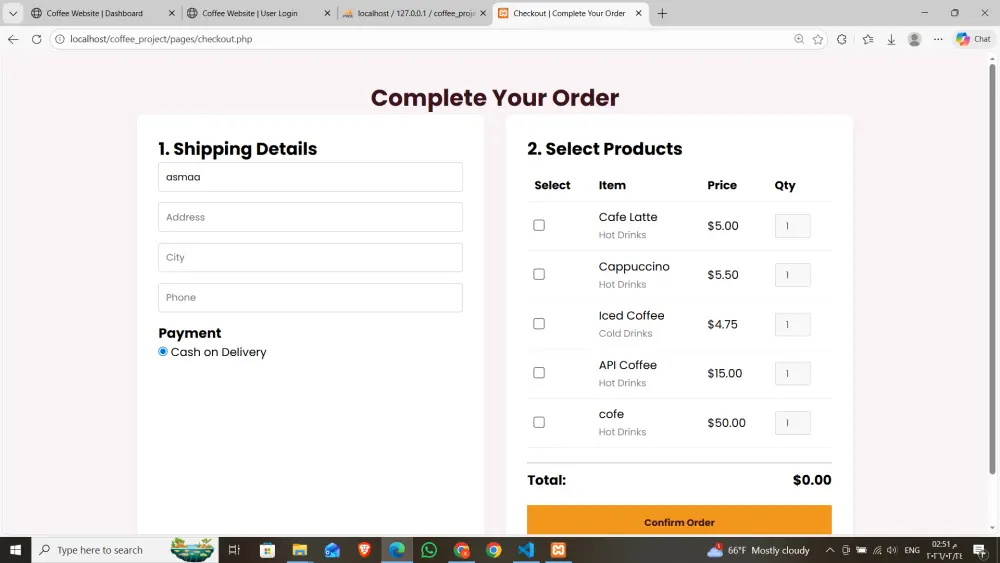 تصميم موقع ويب صغير مع Backend بسيط