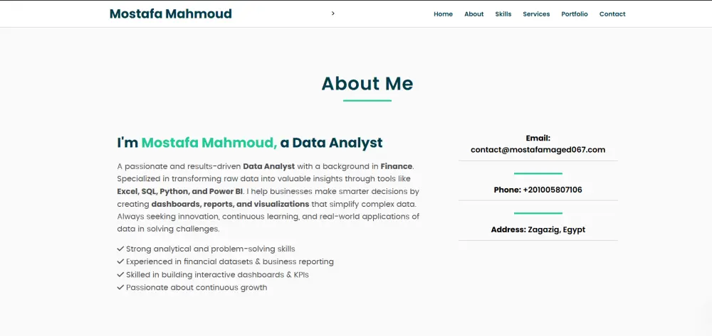 تصميم Portfolios احترافية بـ HTML, CSS, JavaScript