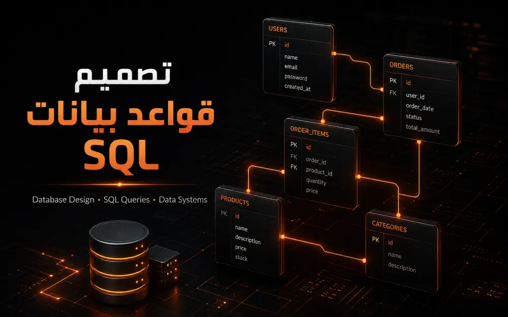 تصميم قواعد بيانات وكتابة استعلامات SQL لإدارة وتحليل البيانات