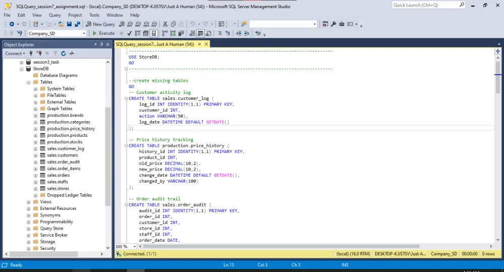 تصميم قاعدة بيانات مع ERD وMapping باستخدام SQL Server