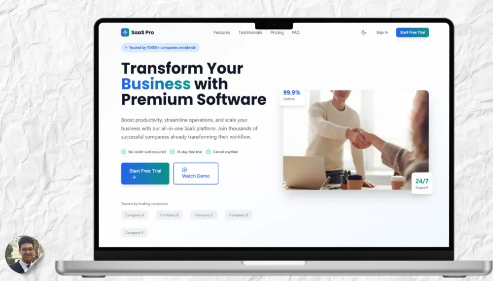 تصميم صفحة هبوط احترافية باستخدام React بجودة عالية