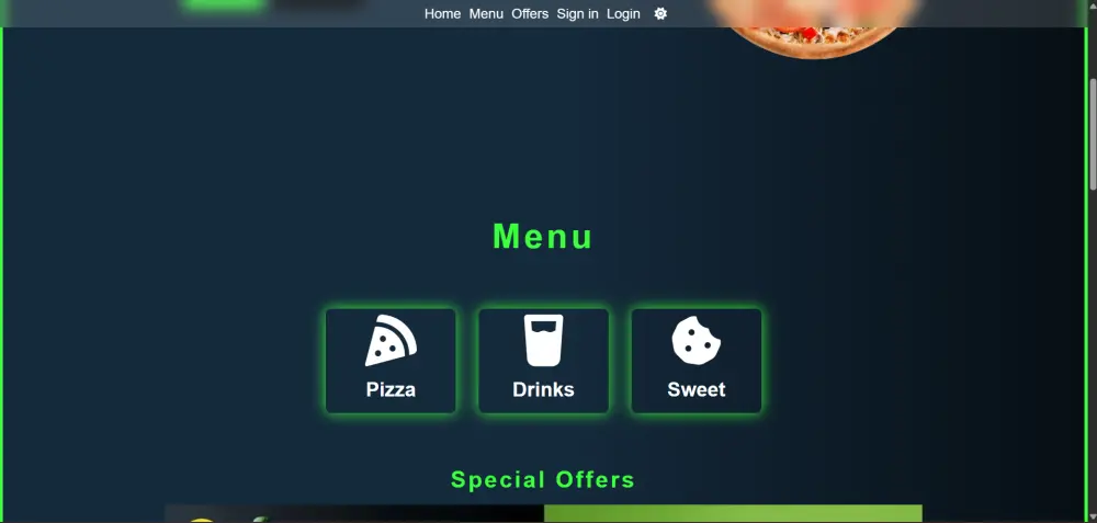 سوف اقوم بعمل موقع بيتزا متجاوب مع جميع الاجهزة ومنظم بحيث يتيح تجربة سهلة للمستخدم