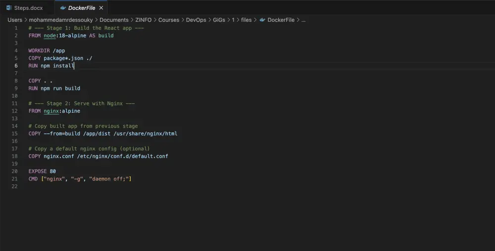 تحويل مشروع الى DockerImage عن طريق عمل Docker File  للمشروع