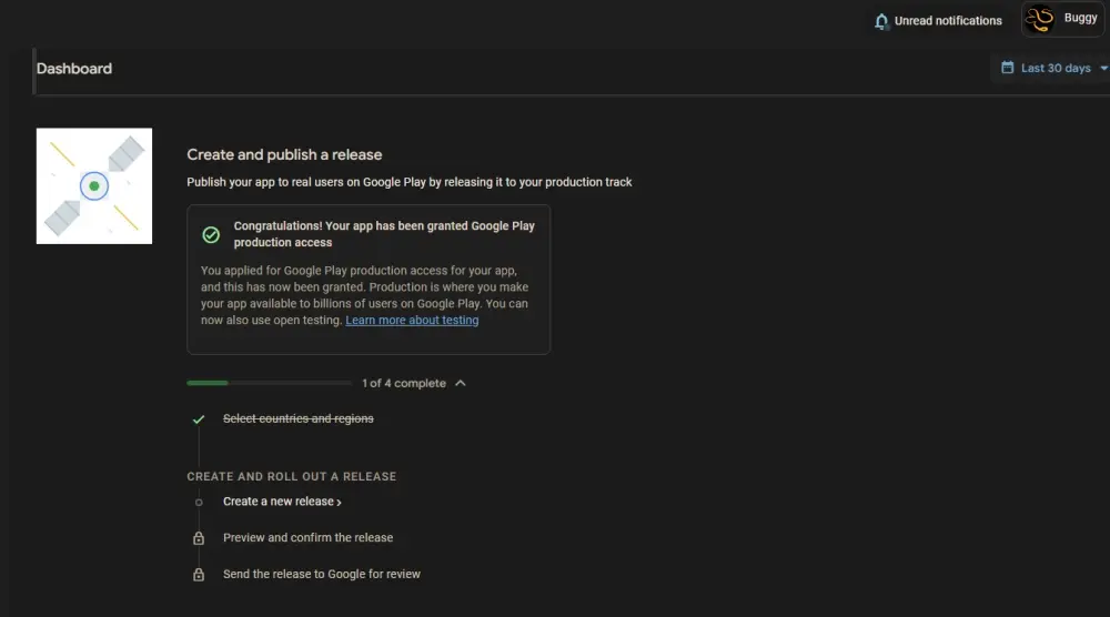 الاختبار المغلق – اجتياز ناجح لتجربة Google Play عبر 12 مختبِر حقيقي للتطبيق لمدة 14 يومًا.