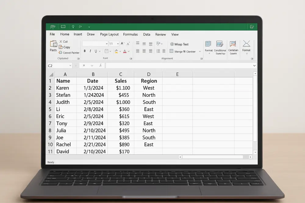 إدخال البيانات إلى Excel وتنسيقها بشكل منظم واحترافي