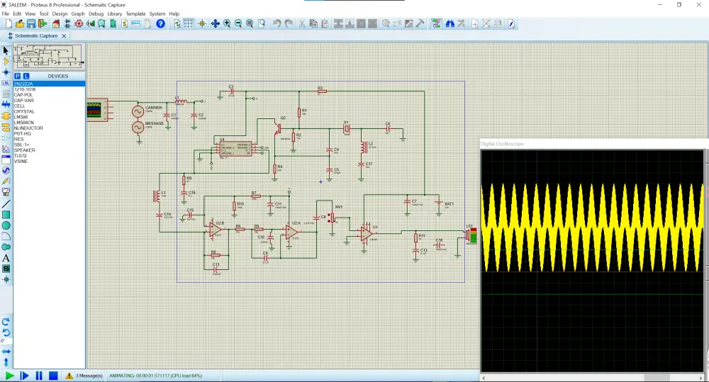 تصميم دوائر كهربائية احترافية على برنامج Proteus مع تنفيذ المحاكاة (Simulation) للتأكد من كفاءة الدائرة ودقتها