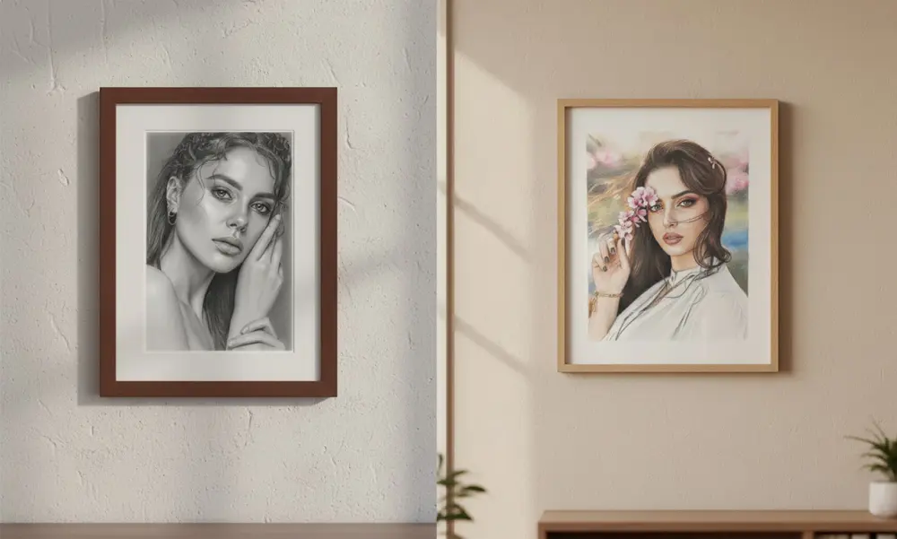 رسم صورتك الشخصية بالرصاص أو الملونات الخشبية