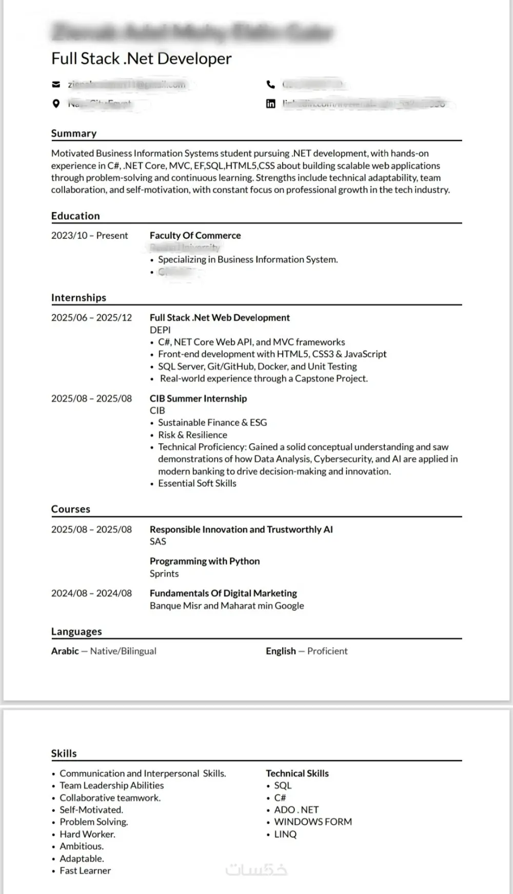 تصميم سيره ذاتيه احترافيه بنظام ATS