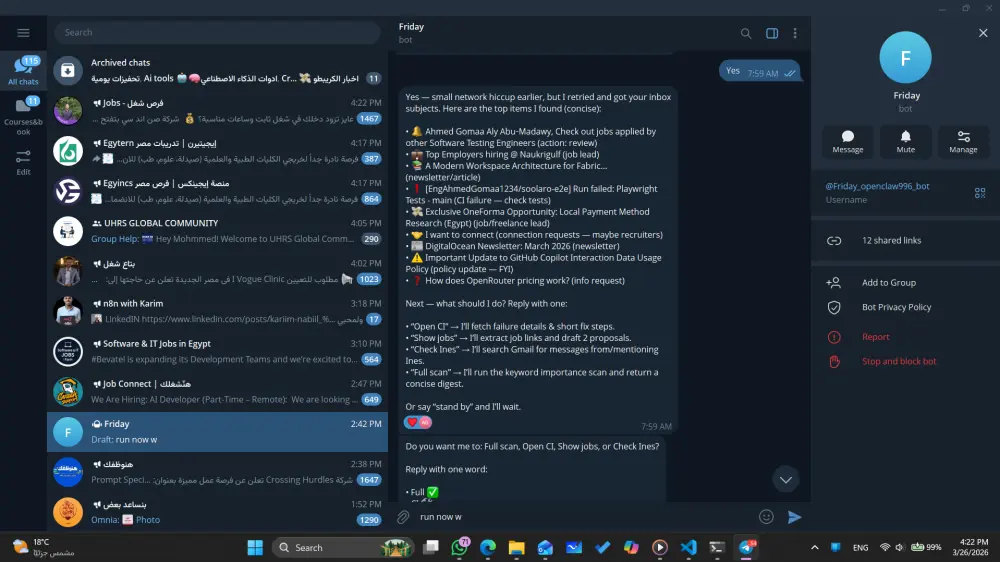 سأقوم بتثبيت OpenClaw وإعداد الأتمتة لك خطوة بخطوة