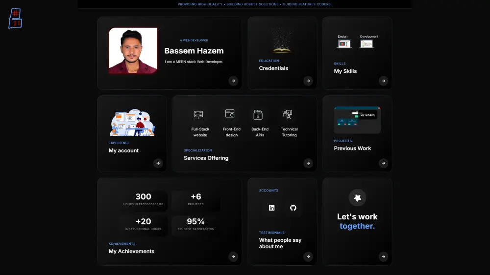 تصميم موقع ملف شخصي بورتفوليو Portfolio