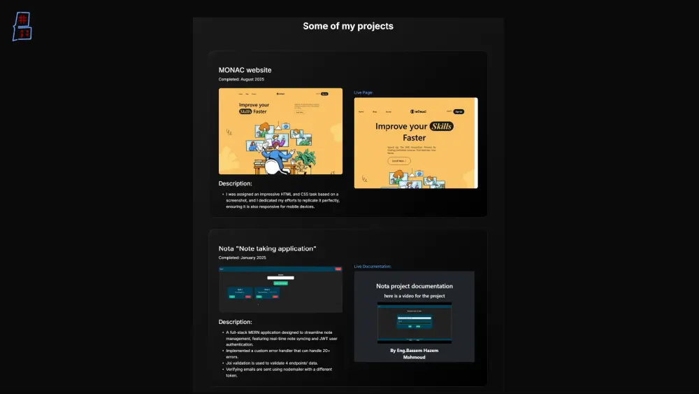 تصميم موقع ملف شخصي بورتفوليو Portfolio