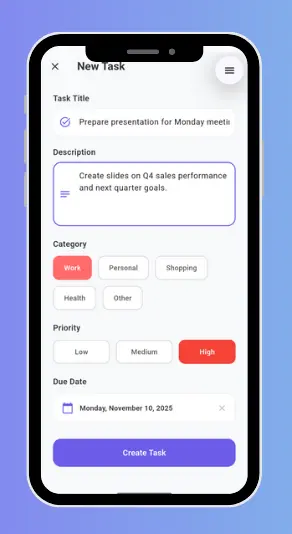تطبيق Flutter لإدارة المهام + تصميم احترافي +و تخزين محلي