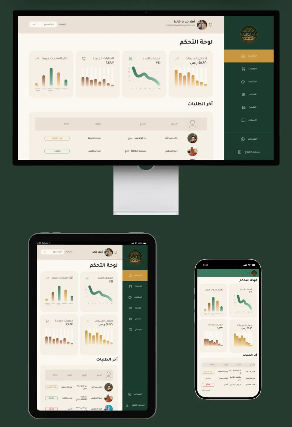 تصميم واجهة لوحة تحكم (Dashboard) احترافية ومنظمة لإدارة بياناتك بذكاء