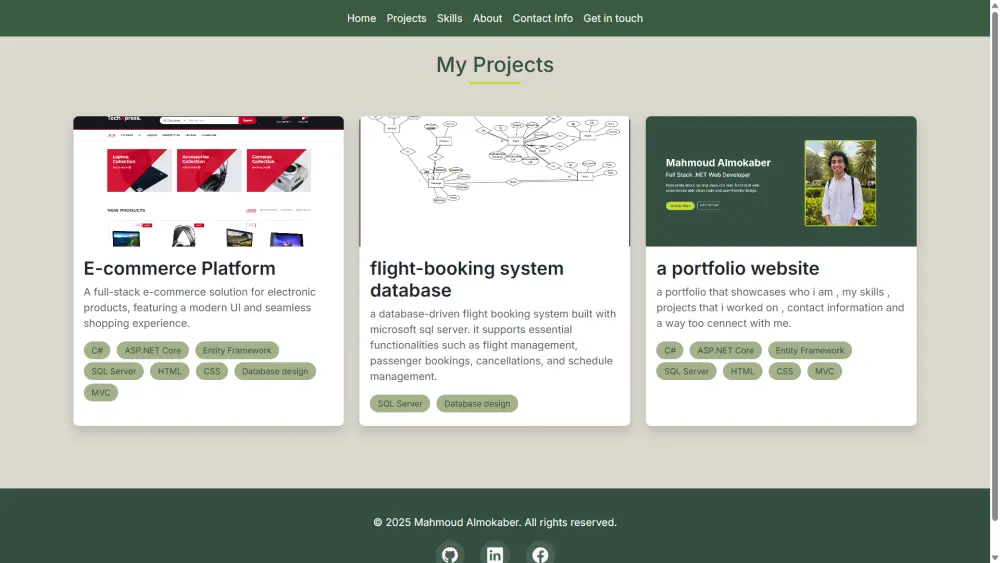 موقع شخصي لعرض الاعمال والمهارات الشخصية portfolio