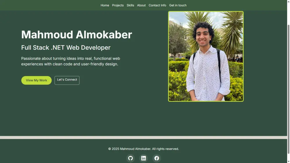 موقع شخصي لعرض الاعمال والمهارات الشخصية portfolio