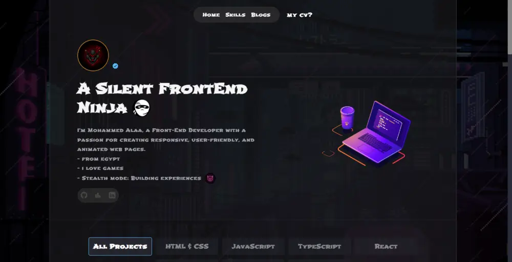 بورتفوليو ب React و أنيميشن