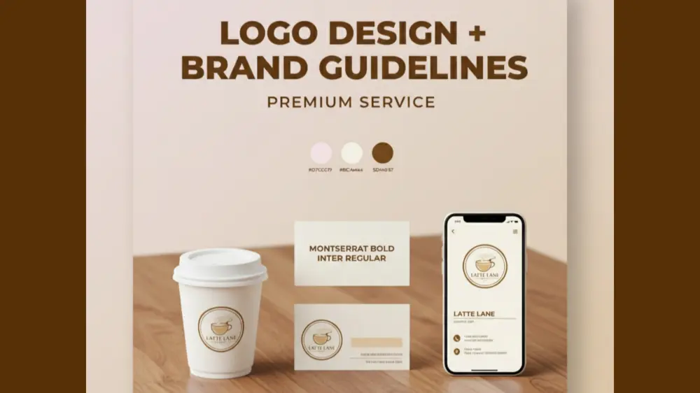 تصميم لوجو احترافي + ملف Brand Guidelines كامل (ألوان – خطوط – Mockups – هوية بصرية) الباقة الاساسية