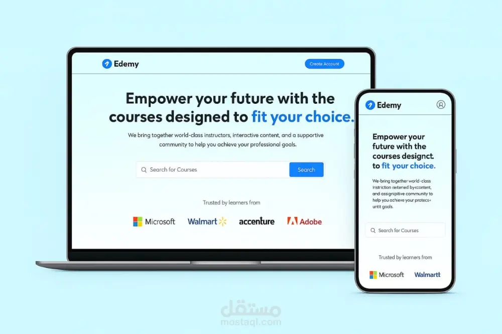 تطوير منصة ويب كاملة متجر إلكتروني، نظام تعليمي، مدونة