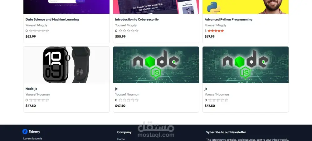 تطوير منصة ويب كاملة متجر إلكتروني، نظام تعليمي، مدونة