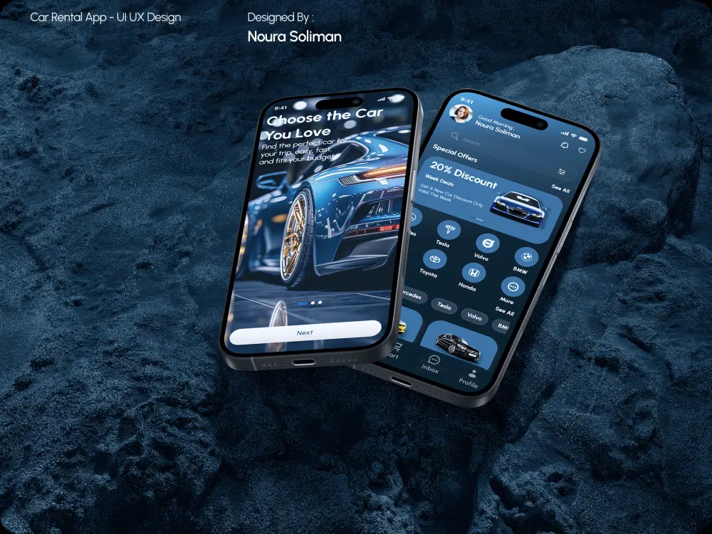 تصميم واجهات تطبيق احترافي لتأجير السيارات – Car Rental App (UI/UX Design)