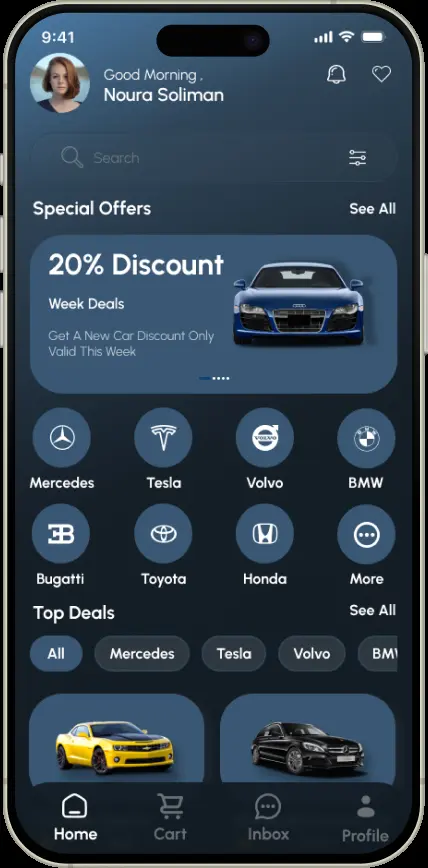 تصميم واجهات تطبيق احترافي لتأجير السيارات – Car Rental App (UI/UX Design)
