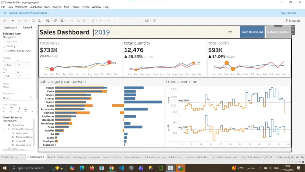 تنفيذ dashboard باستخدام tableau