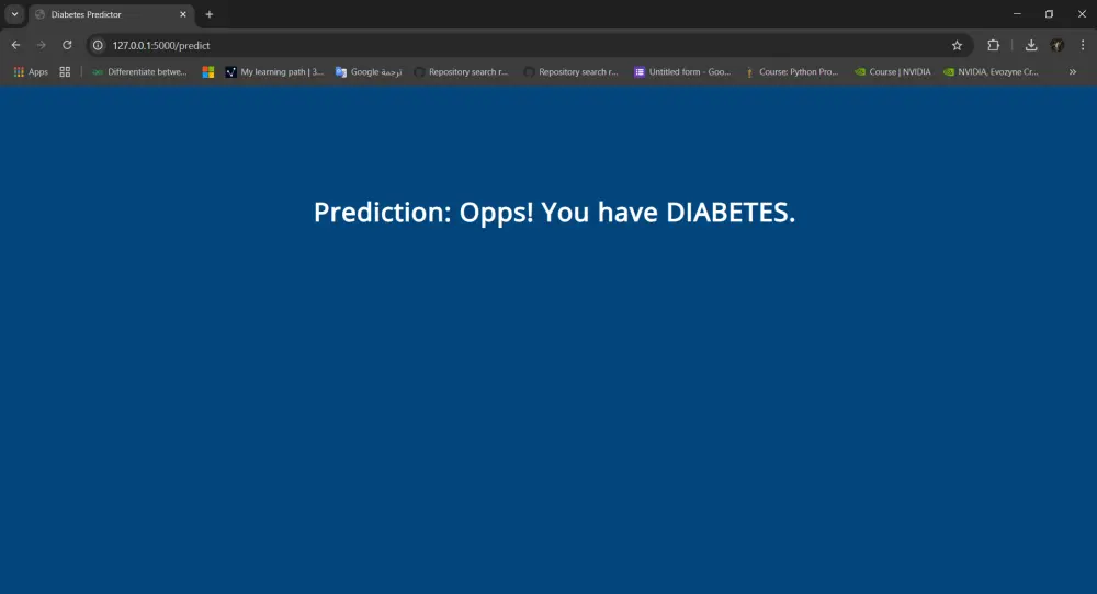 نظام ذكي للتنبؤ بمرض السكري باستخدام تقنيات تعلم الآلة