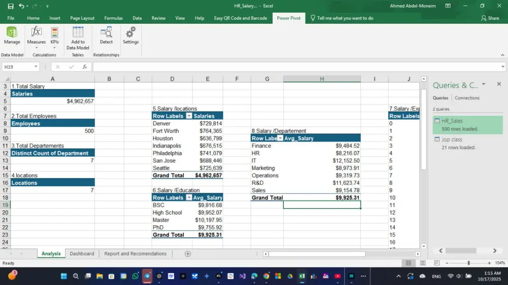 تحليل بيانات المبيعات (حتى 5000 صف) وإنشاء داش بورد ( Dashboard ) احترافي على Excel
