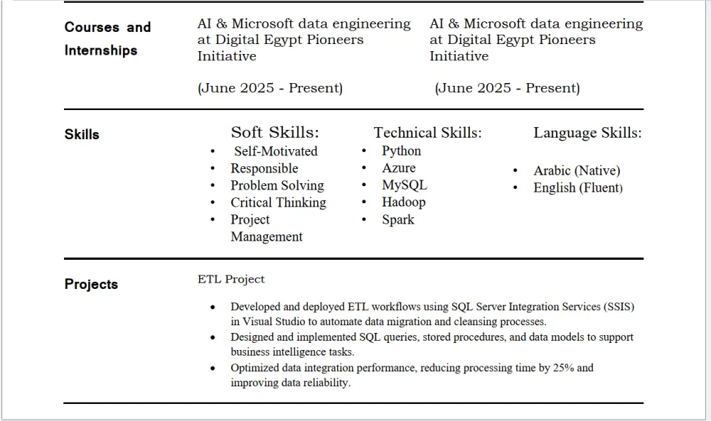 إنشاء وتصميم سيرة ذاتية واحدة (CV) احترافية.