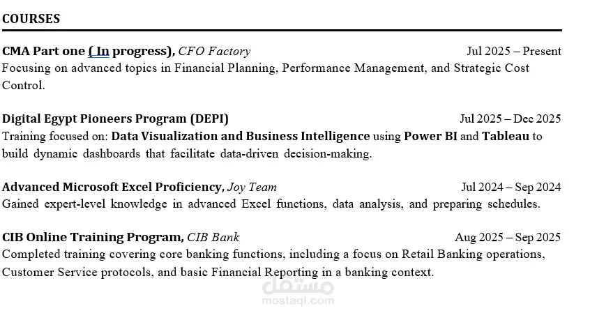 كتابة سيرة ذاتية باللغة الانجليزية