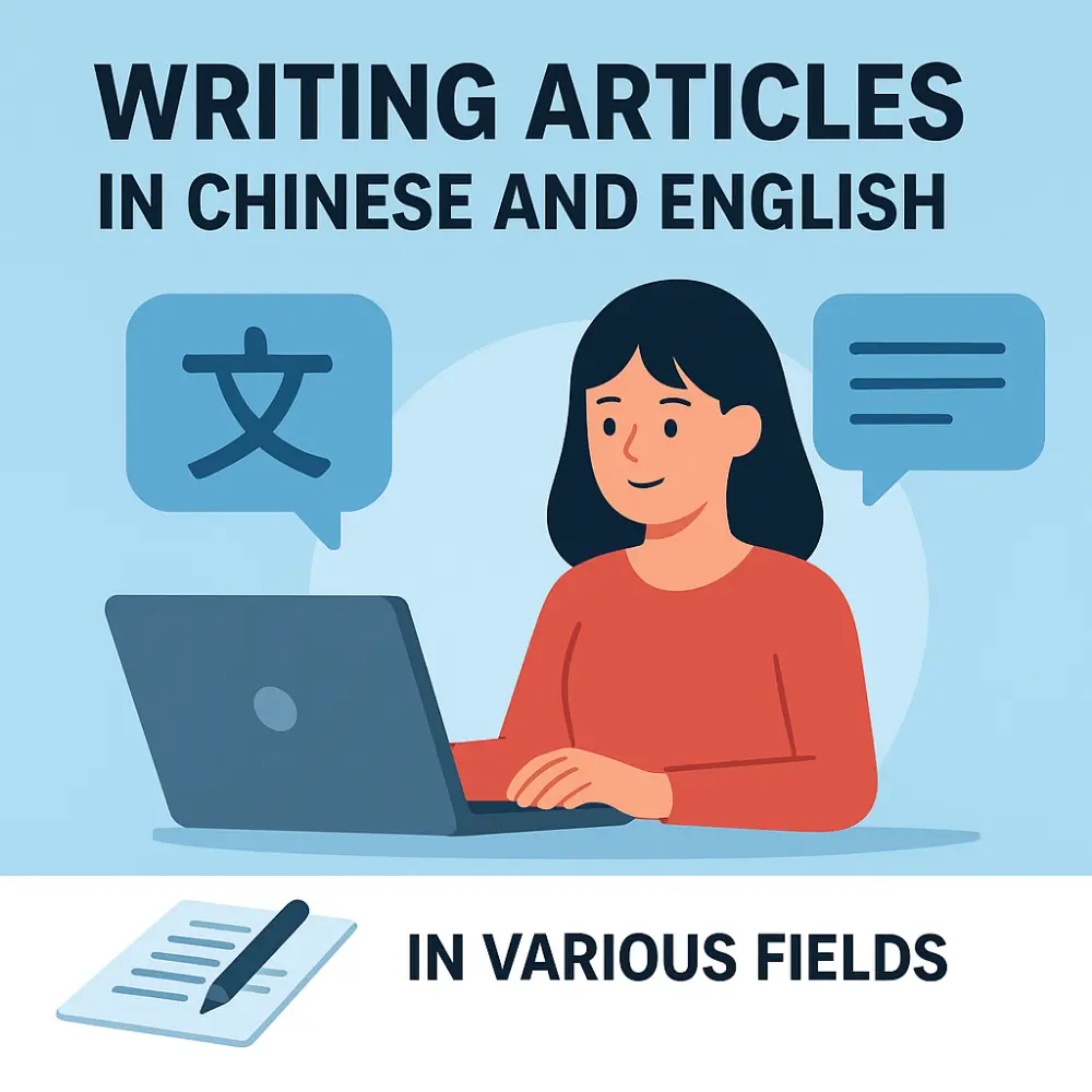 كتابة مقالات احترافية باللغتين الصينية والإنجليزية في مختلف المجالات
