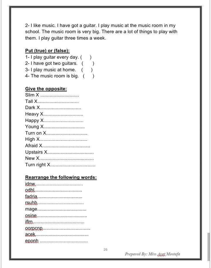 كتابة ملزمة خاصة بالمادة العلمية للغة الإنجليزية