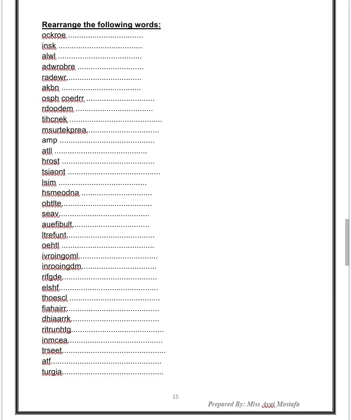كتابة ملزمة خاصة بالمادة العلمية للغة الإنجليزية